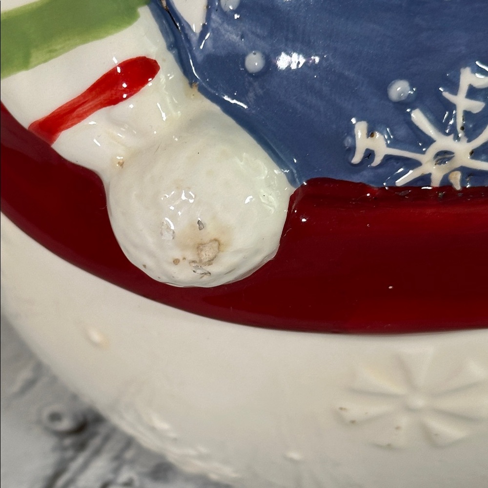 Vintage Festive Ceramic Snowman Cookie Jar - Picture 8 of 16